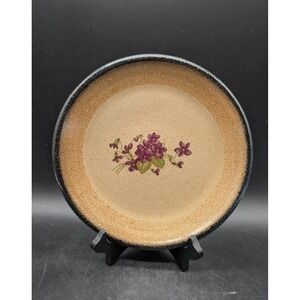 Monroe Salt Works Art Pottery‎ Plate Hand Painted Violet Floral Salt Glaze 5"